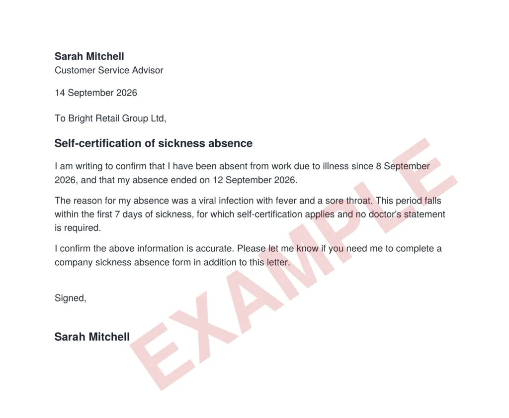 Self Certification Form UK | Free PDF Download